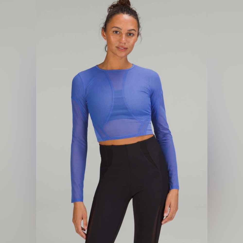 New With Tags Lululemon Mesh Panelled Training Long Sleeve Shirt Wild Indigo 12